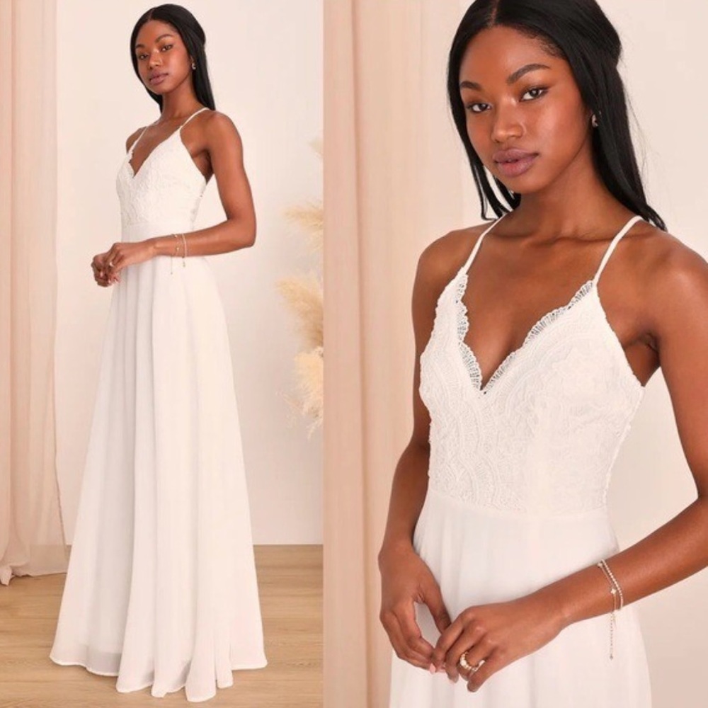 Elegant White Lace Maxi Wedding Dress New